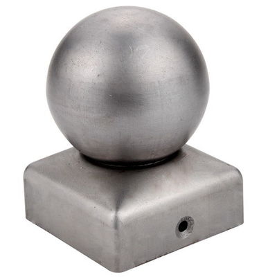 गोलाकार स्टील लकड़ी की गेंद बाड़ पोस्ट कैप्स जस्ती 100 एक्स 100 10 सेमी एक्स 10 सेमी